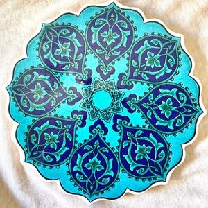 Colorful blue green Turkish ceramic tile trivet